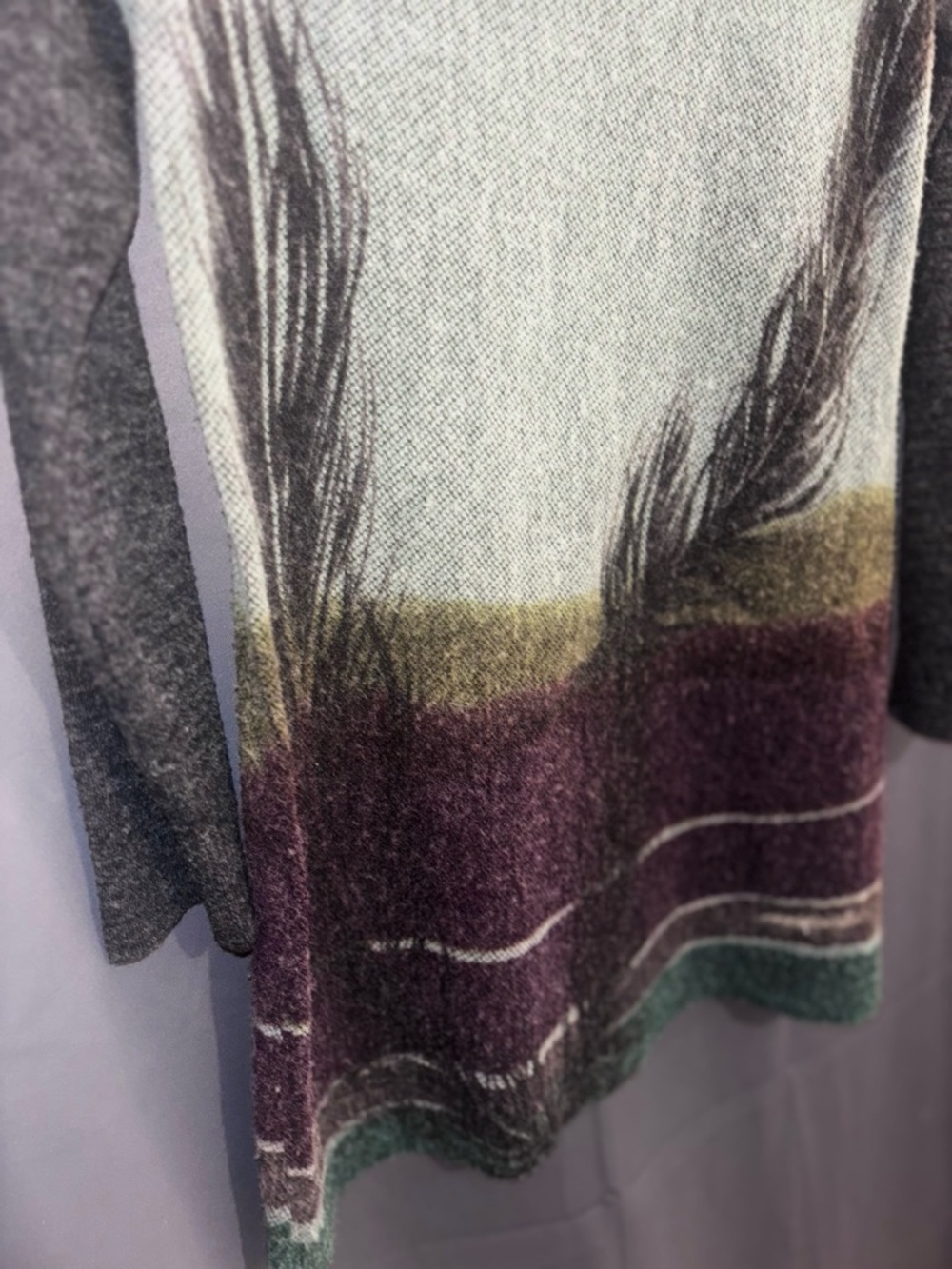 Aryeh Anthropology Teal and Charcoal Cowl-Neck Sweater Tunic/Dress Large - Picture 3 of 5